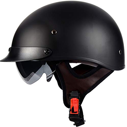 Casco Abierto De Motocicleta, Moto, Ciclomotor, Jet Bobber, Piloto, Chopper, 3/4, Medio Casco Con Visera Para El Sol, Para Hombres Y Mujeres Adultos (Blanco,) Half-Helme 5,L=55-56 Cover