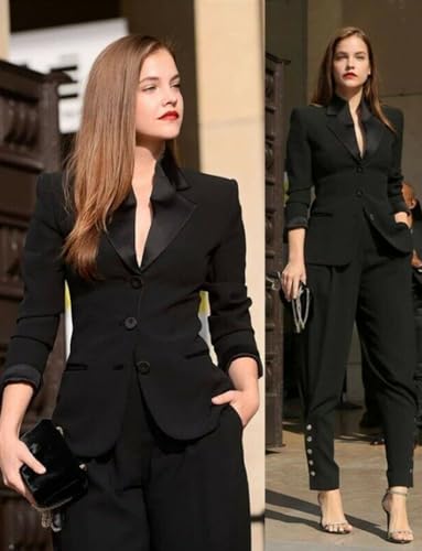 Ulnomio Women's Single Breasted Button 2-Piece Suit Notch Lapel Jacket Pants Wedding Prom Customizable Tuxedos3