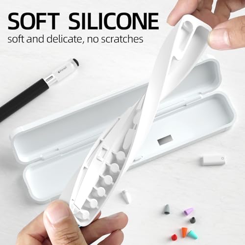 Image of AZF Hard PC&Silicone Magnetic case for Apple Pencil case(Apple Pencil Pro /2nd Gen /1st / (USB-C) and Samsung Galaxy S-Pen Series Pencil Protection Carrying Case.(White)