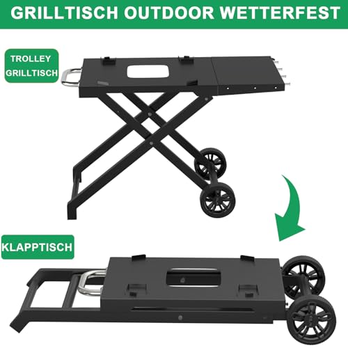 WELL GRILL Ständer Faltbarer Grillständer für Ninja Woodfire OG700 Series, BBQ Grilltisch Grillwagen mit Beistelltisch für Ninja Zubehör Elektrogrill OG701EU CI100EU CB350EU