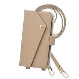 Elegante公式 2way shoulder らくらくスマートフォン F-53E 用 ケース 手帳型 ショルダー スマホケース 首掛け 肩掛け 縦向き 横向き カード 収納 スマホ ショルダー テレビドラマで使用 携帯ケース らくらくスマートフォン用 ミルクティー [LL]A131