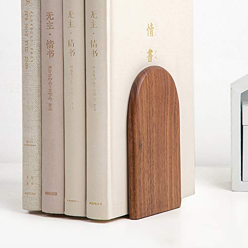 Shikaman Book End Wood Bookends Heavy Duty Book Stand thumb #3