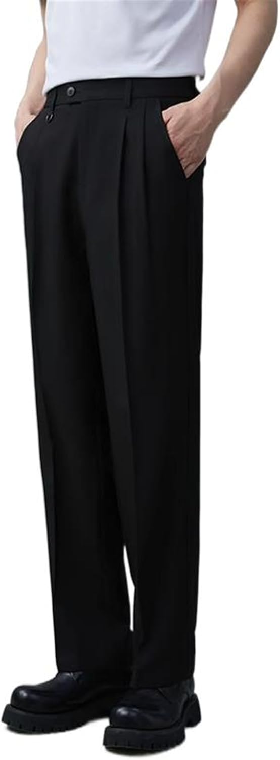 Men's Suit Pants Ice Silk Straight Leg Loose Summer Casual Lightweight Office Pants for Men
