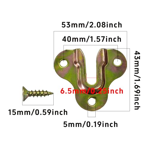 Image of 30Pcs Zinc Yellow Keyhole Hangers, Single Keyhole Wall Mount Hanging Plates for Mirrors, Picture Frames, Coat Racks, Wooden Boards