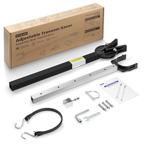 SMOQIO Transom Saver Outboard Motor Support One-piece Casting Adjustable Boat Transom Saver for Roller and Trailer Mounts(Black)