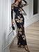 Verdusa Women's Floral Mesh Maxi Dresses Elegant Formal Long Sleeve Spring Wedding Guest Dress Cocktail Dark Blue X-Large