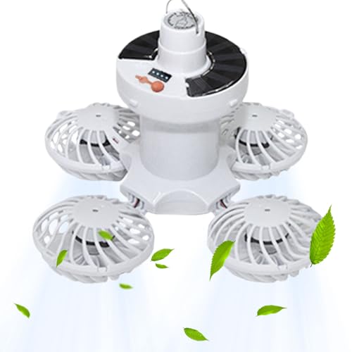 Genérico Ventilador De Techo Con Luz - Ventiladores De Techo Con Luz - Lámpara Plegable Forma De Balón Con Gancho Para Casa Terraza Garaje Jardín Granero Tienda Camping