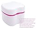 Denture Case,Denture Brush Retainer Case,Denture Cups Bath,Dentures Container with Basket Denture Holder for Travel,Retainer Cleaning Case (Pink)