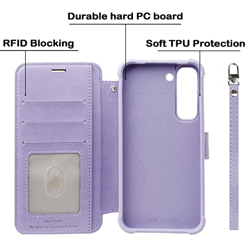 VANAVAGY Compatible for Galaxy S23 Wallet Case, 12ft Drop Protection, RFID Blocking PU Leather Flip Cover - Image 3