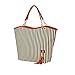 Womens Canvas Handbag Tassel Stripes Purse Tote Fashion Shoulder Bag Large Capacity, Black and White