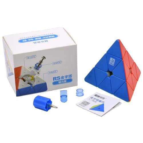 Image of HAWKISTER Kid Moyu Rs Pyraminx Magnetic 3X3 Mfjs Magic Speed Cube Puzzle, Rs Pyramid M Stickerless Cube (2022 Magnetic Version)