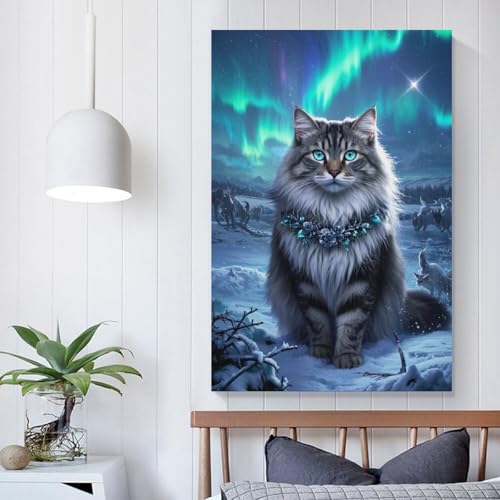 Cuadro en lienzo de gato forestal noruego 50x75cm para salon 5