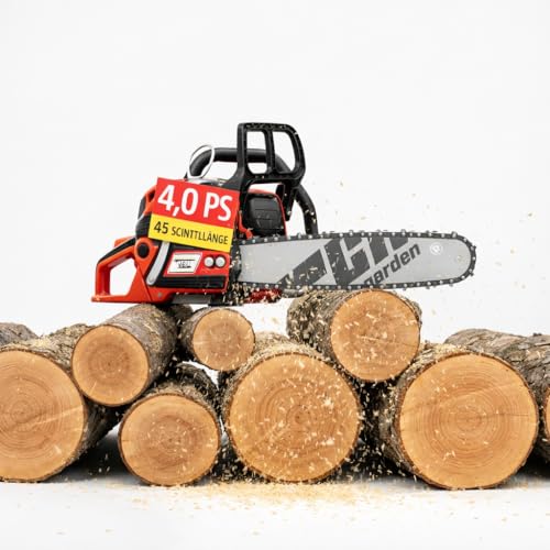 HECHT Kettensäge Benzin „Profi Power“ (62 cm³ / 4 PS) mit 50 cm Schwert, 20,8 m/s Kettengeschwindigkeit, robuster Metallkralle und einem Komplett Set – ausgelegt für Brennholz und Entastungsarbeiten.