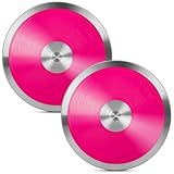 OMYOPY 2 Pcs Sports Training Discus for School Track and Field, 1kg Nylon Discus with Steel Rim and Center, Men Women Discuses for Outdoor Practice Throwing(Pink)