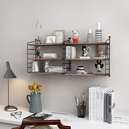 Miocasa Floating Shelves Rustic Wood Wall Shelves Adjustable Metal Frame Decorative Hanging Storage Shelves For Bathroom, Living Room, Bedroom, Kitchen, Office 24 Inch (16 In) #TOP1