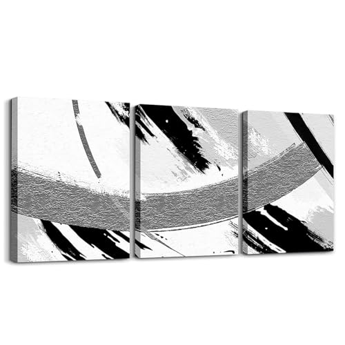 Peinture à l'huile noire et grise abstraite moderne avec décoration murale à suspendre