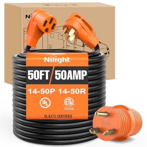 Image of Nilight 50FT 50 Amp RV Extension Cord with Adapter 6 /3+8 /1 Gauge