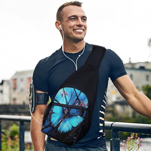 Sling Bag para Mujer y Hombre Azul con Mariposa miniatura 6