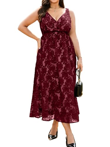 RWJ Women's Plus Size Wedding Guest Dress 2026 Floral Lace