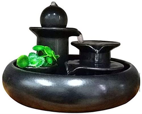 Inomhusfontän Skrivbordsfontän Keramisk vattenfontän Inomhus Bordsvattenfontän Bordsfontän för sovrum Vardagsrum Hemmakontor Inomhus Fontän (Color : A-Black)