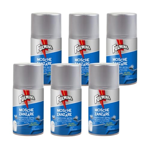 Virsus 6 Bombolette Fulmine Insetticida Mosche & Zanzare 250ML per erogatore Automatico
