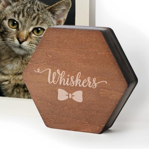 Image of Personalized Pet Hair Keepsake Box for Dog and Cat Fur - Engraved Wood Memorial Box - Unique Customized Gift for Loss of Furry Friend Wooden (Dark Diamand Wood Lid)