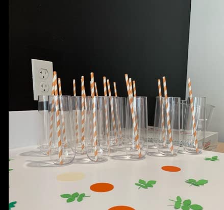 24 piece Stemless Unbreakable Crystal Clear Plastic Wine Glasses Set of 24 (9 Ounces)