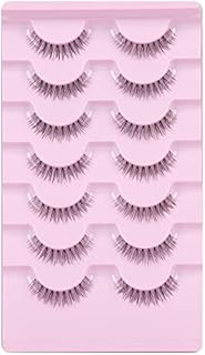 Eyelashes Natural Look Short Wispy False Lashes 3D Natural Crisscross Faux Mink Lashes with Clear Bands 7 Pairs by Yawamica