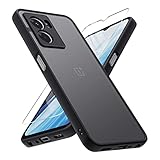 MAKAVO Slim Fit for OnePlus Nord N300 5G Case with Screen Protector [Ultra Thin] [Camera Cover] Full Protection Flexible Bumper Hard Matte PC Back Cover for One Plus N300 5G (Black)