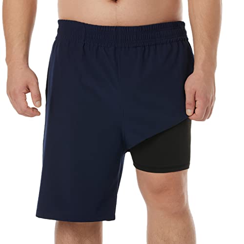 BRISIRA Short de bain grand/haut homme doublure compression séchage rapide