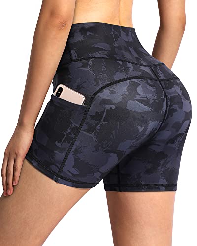 G4Free Yoga Shorts with Pockets 5" High Waist Biker Shorts for Women Tummy Control Workout Running Shorts