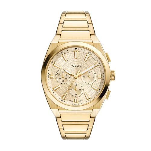Fossil Mens Watch Everett Chronograph Gold-Tone Stainless Steel Watch for Men