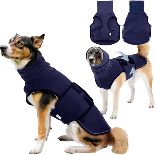 Image of Dog Anxiety Jacket Skin-Friendly Anxiety Calming Hoodie Thunder Shirt Breathable Vest Relief Coat for Dogs Nighttime Reflective Adjustable Hoodies for Noise Block Ear Protection Fireworks Separation