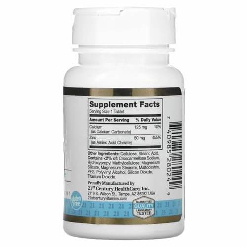 21st Century Zinco Quelado 50mg Importado 60tbt Zinc
