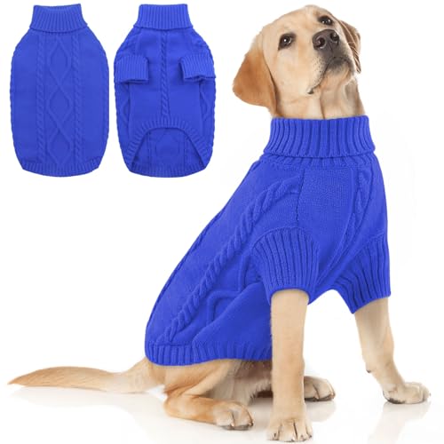 Image of Queenmore XXL Dog Sweater,Classic Knit Big Dog Christmas Sweater Turtleneck