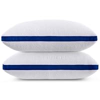 Hiimgo pillows 2 Pack Shredded Memory Foam Pillow for Comfortable Sleeping,Standard Size,Hypoallergenic and Cooling Bed Pillow, Machine Washable (48x74 cm, 1 Pair)