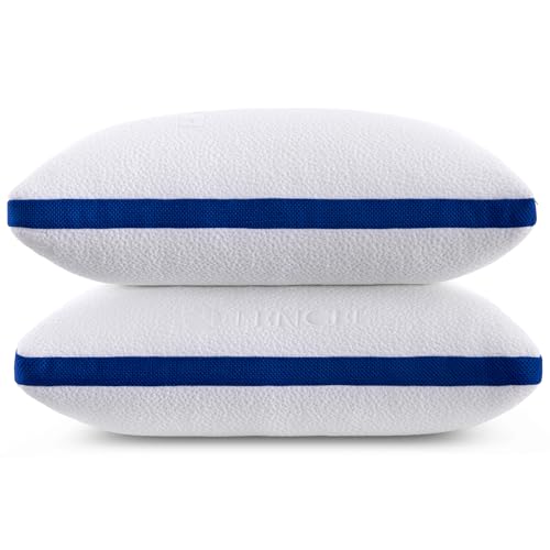 Hiimgo pillows 2 Pack Shredded Memory Foam Pillow for Comfortable Sleeping，Standard Size,Hypoallergenic and Cooling Bed Pillow, Machine Washable (48x74 cm, 1 Pair)