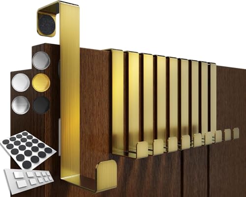 4smile Lot de 10 crochets de porte à suspendre - En acier inoxydable - Pour tout l'appartement - Couleur or - Crochets flexibles de suspension - Porte-manteau de porte universel