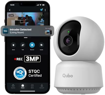 Qubo Smart Cam 360° by Hero Group [2026 Edition]| 3MP Ultra 2K Display