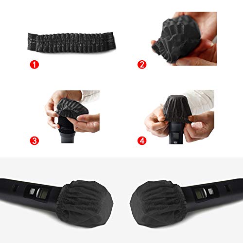 Sirozi 160 PCS Disposable Microphone Cover, Black Sanitary Windscreen No-woven Protection Cover for U-shaped and O-shaped Microphone Recording Studio Karaoke and KTV - Thumbnail 2
