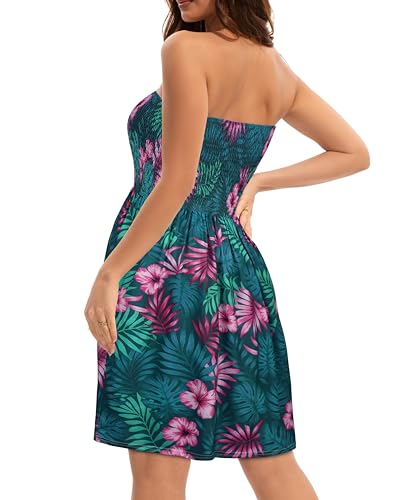 Image of elescat Summer Dresses for Women 2026 Strapless Casual Beach Cover Ups Tube Top Sundress