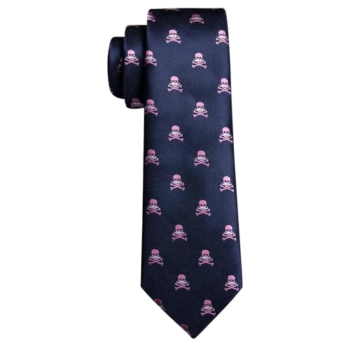 Image of Barry.Wang Man Tie Sets Skull Ties Animal Extra Long Necktie Silk Woven Handkerchief Cufflinks Festival Party Gift