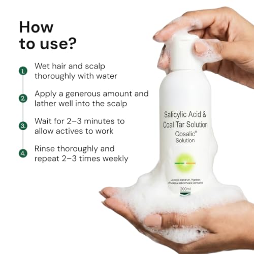 Image of Cosalic Coal Tar & Salicylic Acid Shampoo for Dry Itchy Scaly & Flaky Scalp Minimizes Dandruff and Dry Scalp Conditions - 200 ml (Pack of 2) (200 ml (Pack of 2))