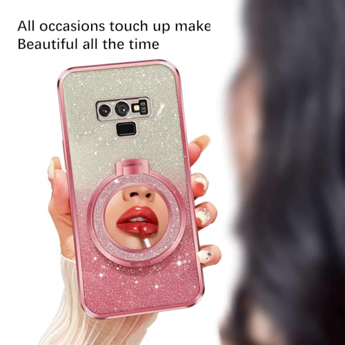 Image of for Samsung Galaxy Note 9 Case, with Lanyard Strap Makeup Mirror Case Magnetic Holder Stand Girls Soft TPU Bumper Protection Cover for Galaxy Note 9 Case (2018) - Rose Gold