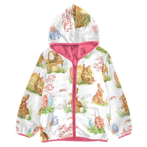 OTVEE Spring Easter Rabbits Eggs Kids Hoodie Jacket Fall Spring Full Zip Warm Outwear Coat