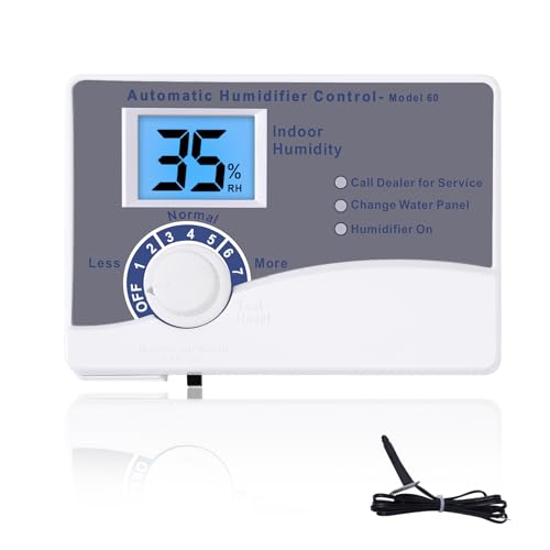 Image of 60 Humidifier Control Humidistat with Outdoor Temperature Sensor compatible with AprilAire 400 500 600 700 Series Whole Home Dehumidifiers Replacement for AprilAire 60, 24VAC Digital Wall Mount