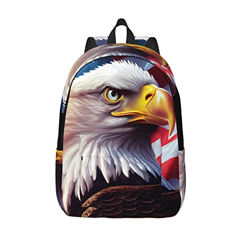 Mochila con bandera estadounidense y águila con correas ajustables para viaje