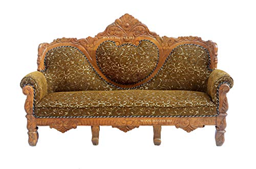 Image of Luxury Wooden Teakwwood Five Seater Sofa Set for Living Room (Honey Brown) Solid Wood Outdoor Chair 5 Seater Sofa | (21)