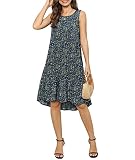 LILBETTER Summer Dresses for Women Beach Floral Sundress Casual Boho Tank Dress(Flower Navy Blue,Lar
