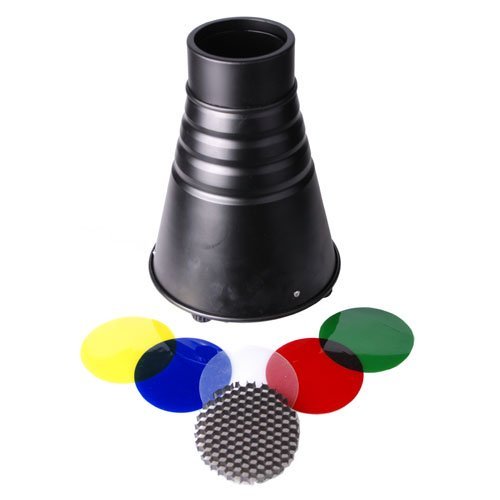 CowboyStudio Snoot for Bowen Strobe Flash with Color Gel & Honeycomb Grid, M-31 Snoot Bowens